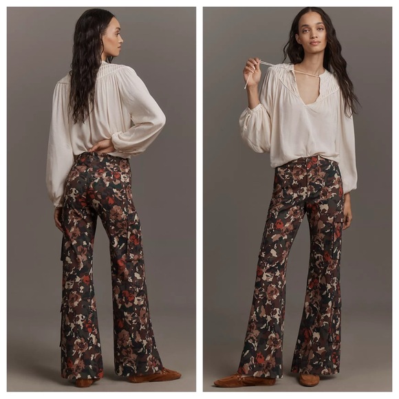 Anthropologie Pilcro Printed Cargo Wide Bootcut Pants - ALTERED - Picture 2 of 11